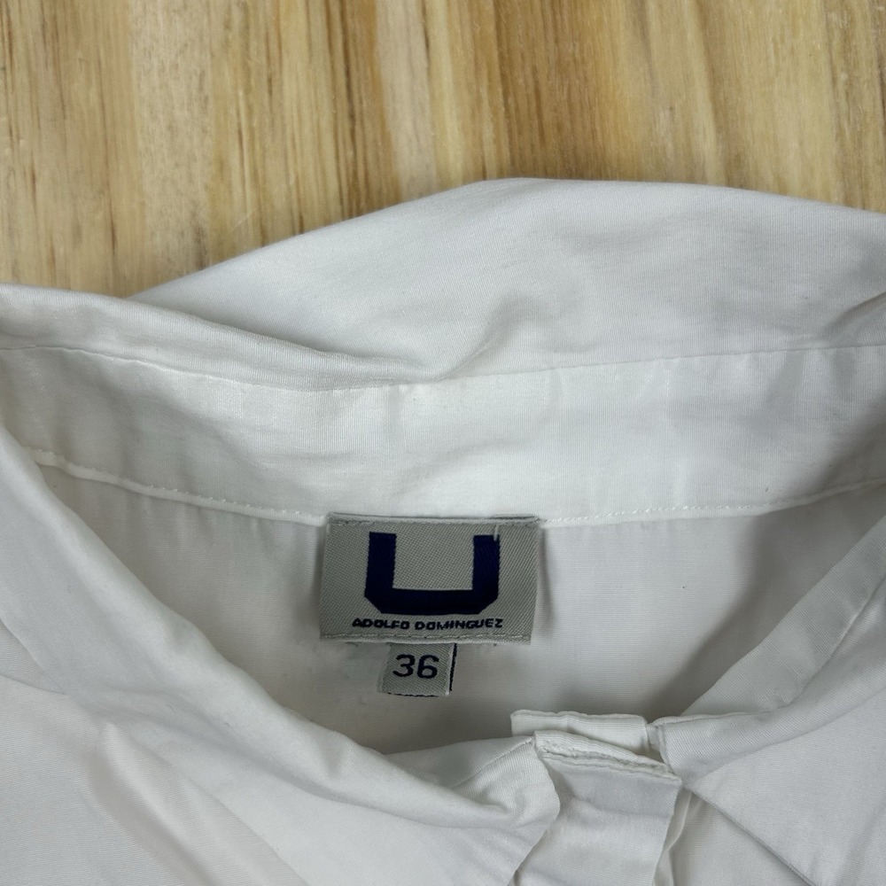 Adolfo Dominguez Solid Lightweight Long‎ Sleeve Button Up Shirt Women's 36 White - Picture 2 of 9